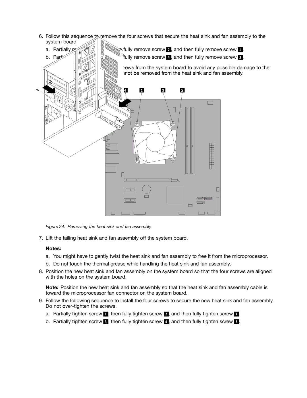 Lenovo 2116, 3675, 896, 958, 3665, 3662, 3655, 3634, 3597, 3617, 3593, 3595, 3498, 1112 manual Removing the heat sink and fan assembly 