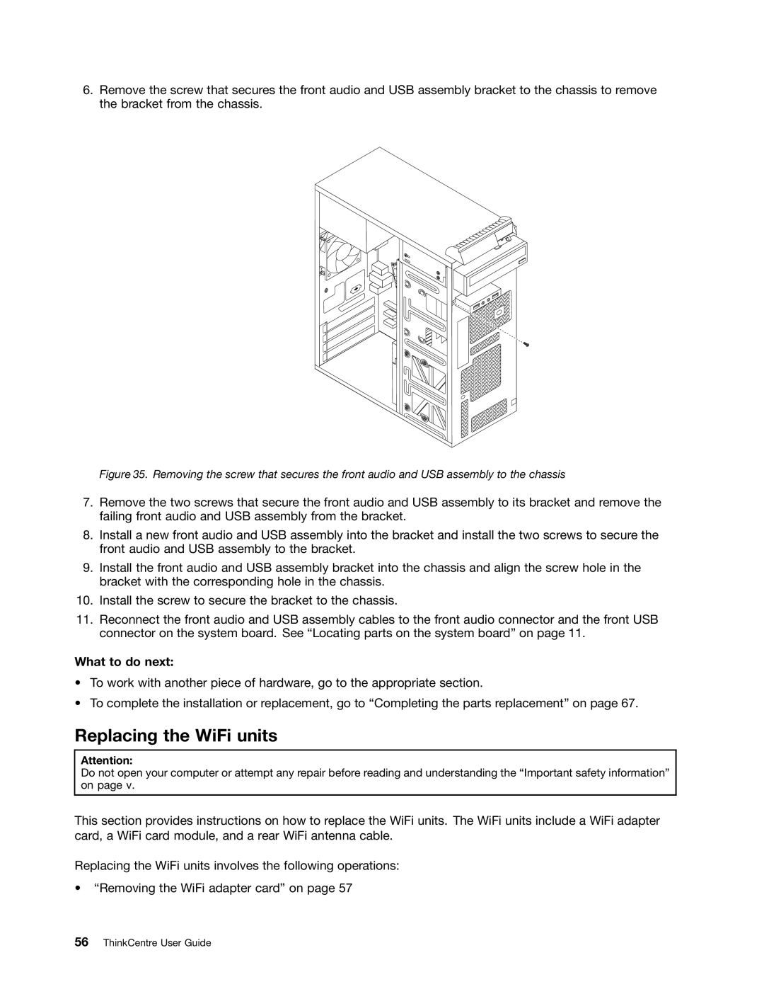 Lenovo 3617, 3675, 896, 3665, 3662, 3655, 3634, 3597, 3593, 3595, 3498, 2116, 1112, 0958B2U manual Replacing the WiFi units 