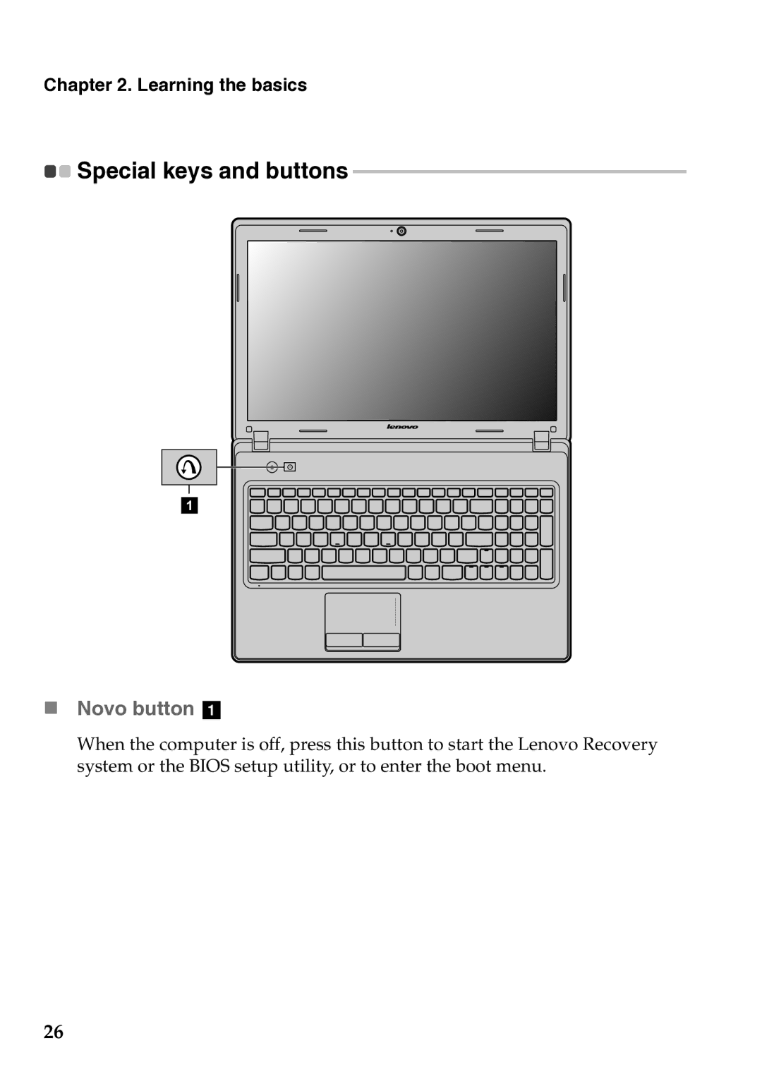 Lenovo 59359680, 367927U, 37012PU, 59359143, G780, G580, G585, G485, G480 manual „ Novo button a 