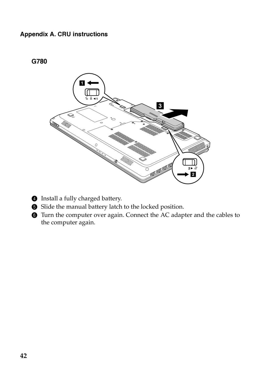 Lenovo 37012PU, 367927U, 59359143, 59359680, G580, G585, G485, G480 manual G780, Appendix A. CRU instructions 