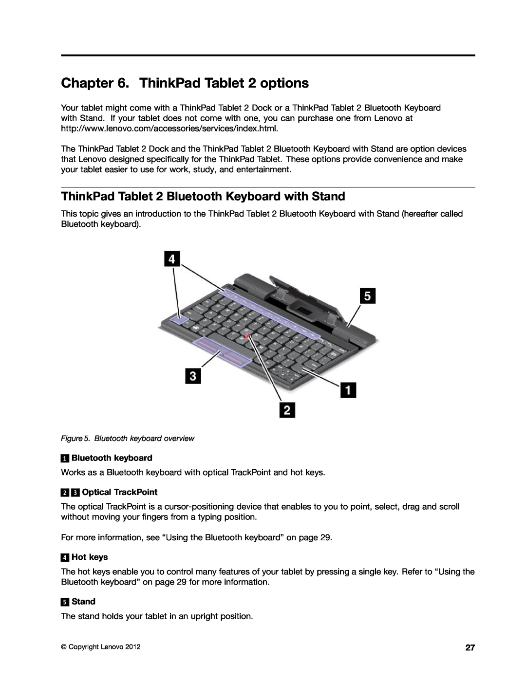 Lenovo 368222U ThinkPad Tablet 2 options, ThinkPad Tablet 2 Bluetooth Keyboard with Stand, Bluetooth keyboard, Hot keys 