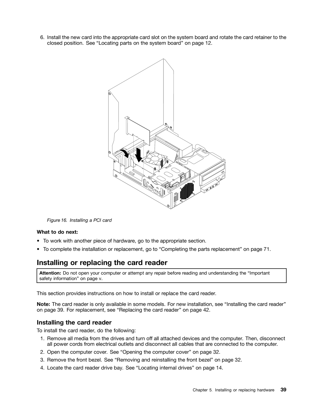 Lenovo 3688, 3695, 3690, 3691, 3693 manual Installing or replacing the card reader, Installing the card reader 