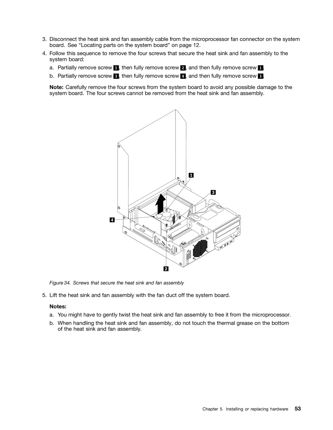 Lenovo 3695, 3688, 3690, 3691, 3693 manual Screws that secure the heat sink and fan assembly 