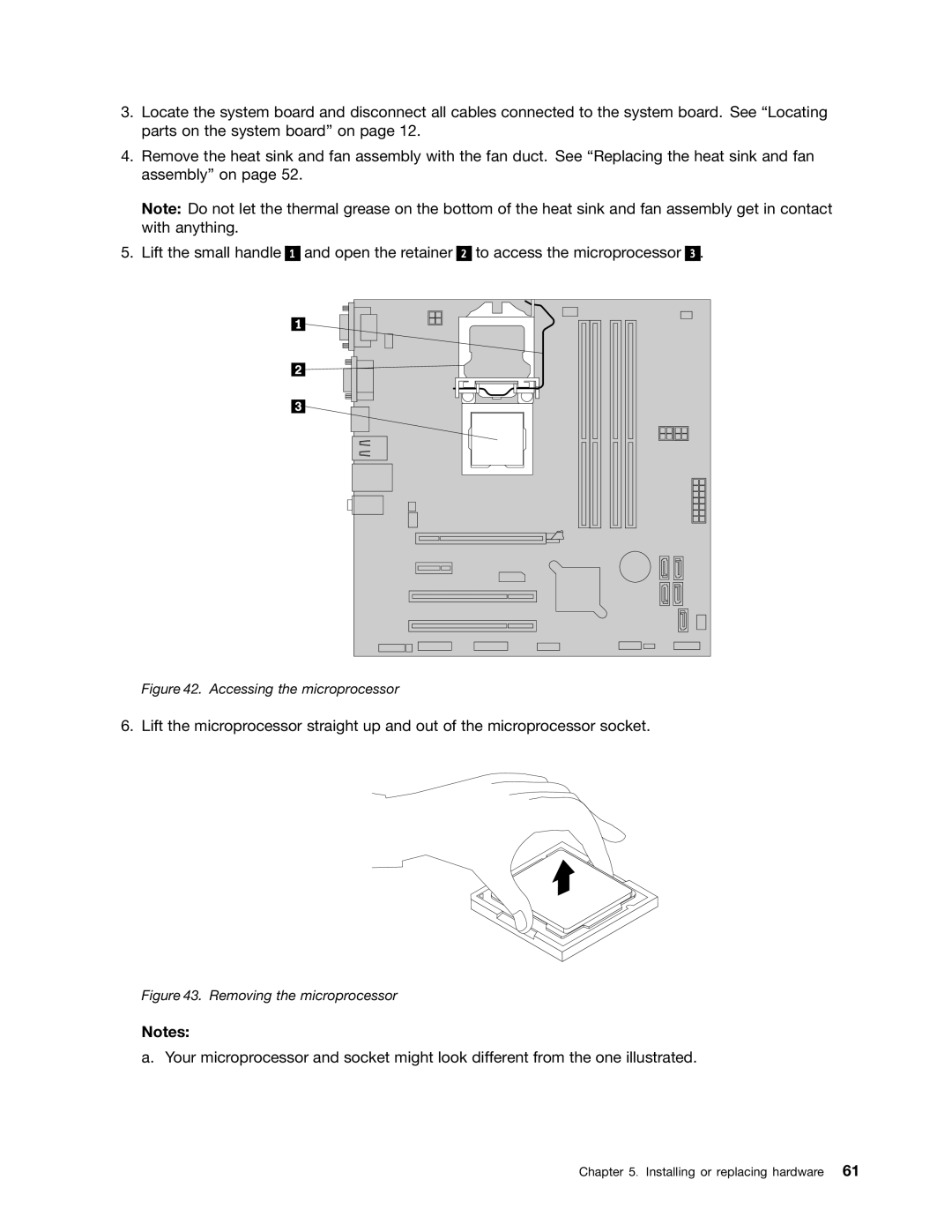 Lenovo 3691, 3695, 3688, 3690, 3693 manual Accessing the microprocessor 