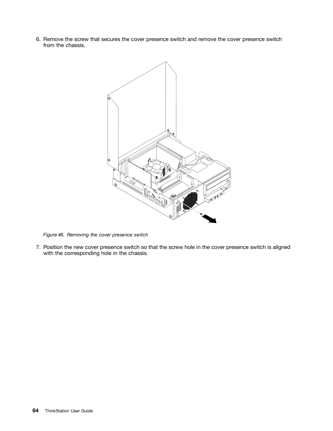 Lenovo 3688, 3695, 3690, 3691, 3693 manual Removing the cover presence switch 