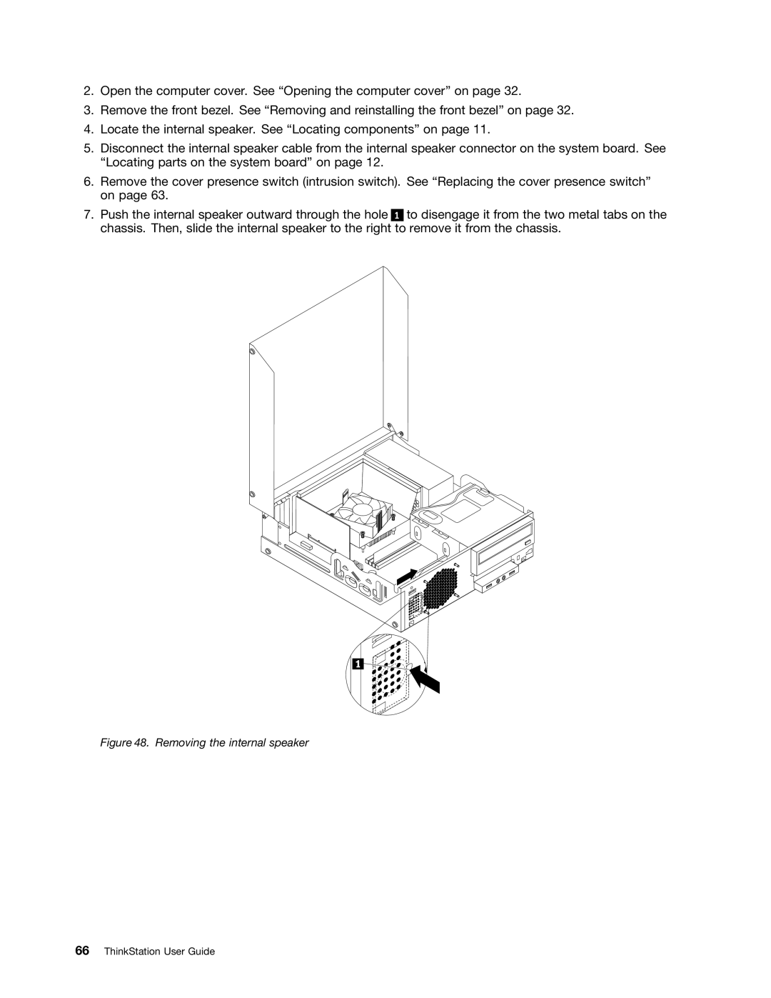 Lenovo 3691, 3695, 3688, 3690, 3693 manual Removing the internal speaker 