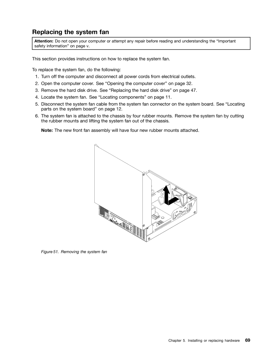 Lenovo 3688, 3695, 3690, 3691, 3693 manual Replacing the system fan, Removing the system fan 