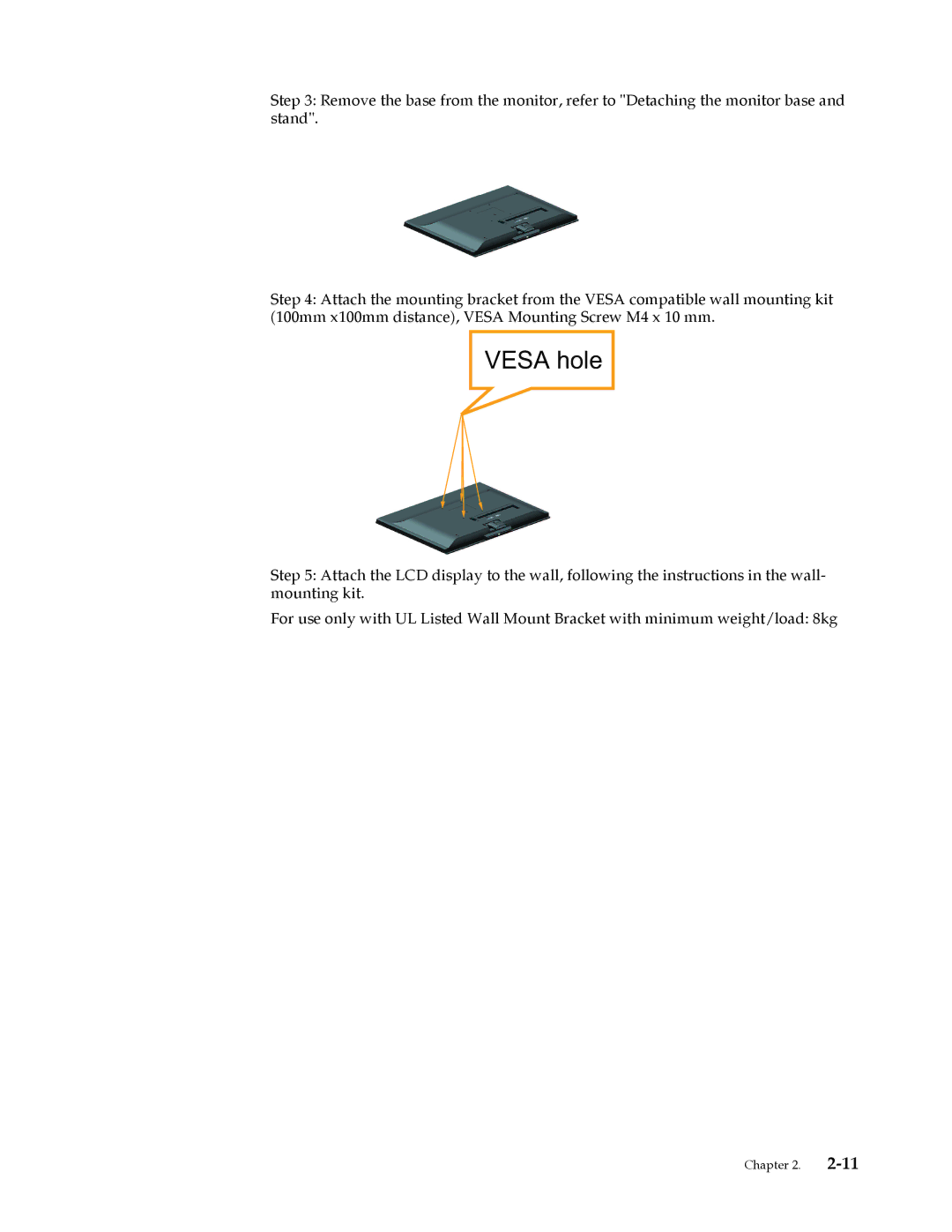 Lenovo 3794HB1 user manual Vesa hole 