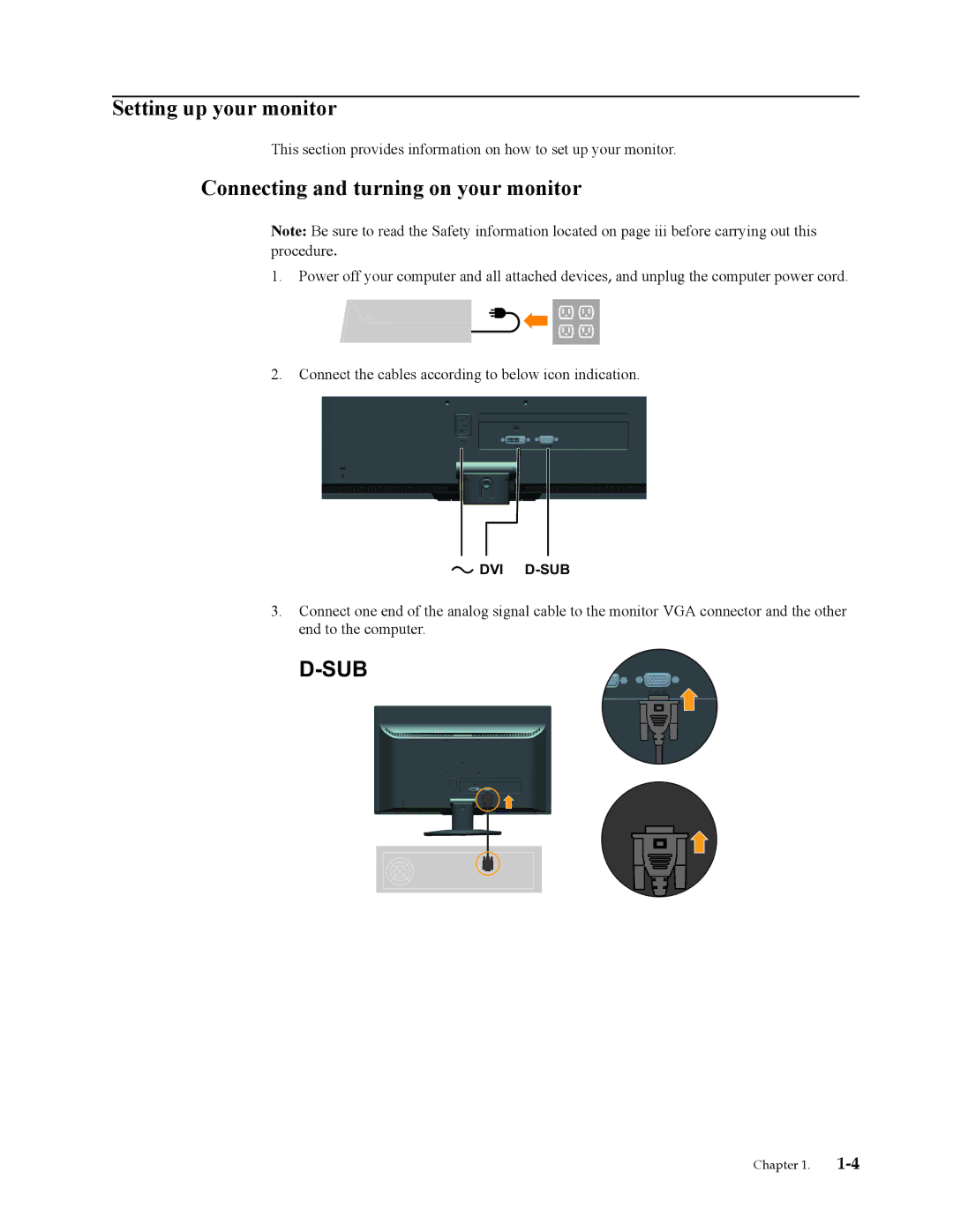 Lenovo 3794HB1 user manual Setting up your monitor, Connecting and turning on your monitor 