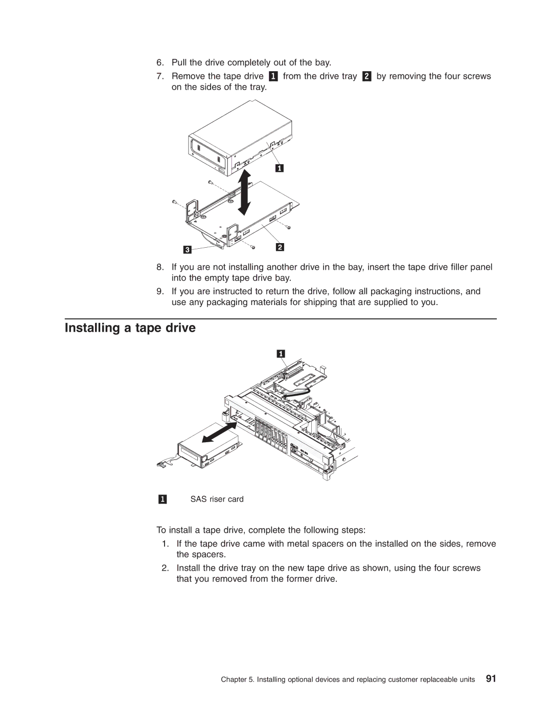 Lenovo 3797 manual Installing a tape drive 