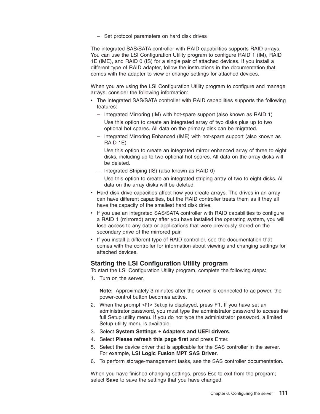 Lenovo 3797 manual Starting the LSI Configuration Utility program 