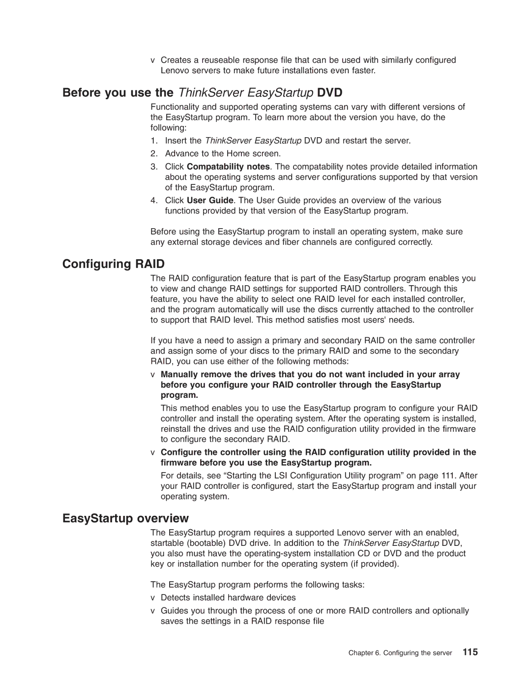 Lenovo 3797 manual Configuring RAID, EasyStartup overview 