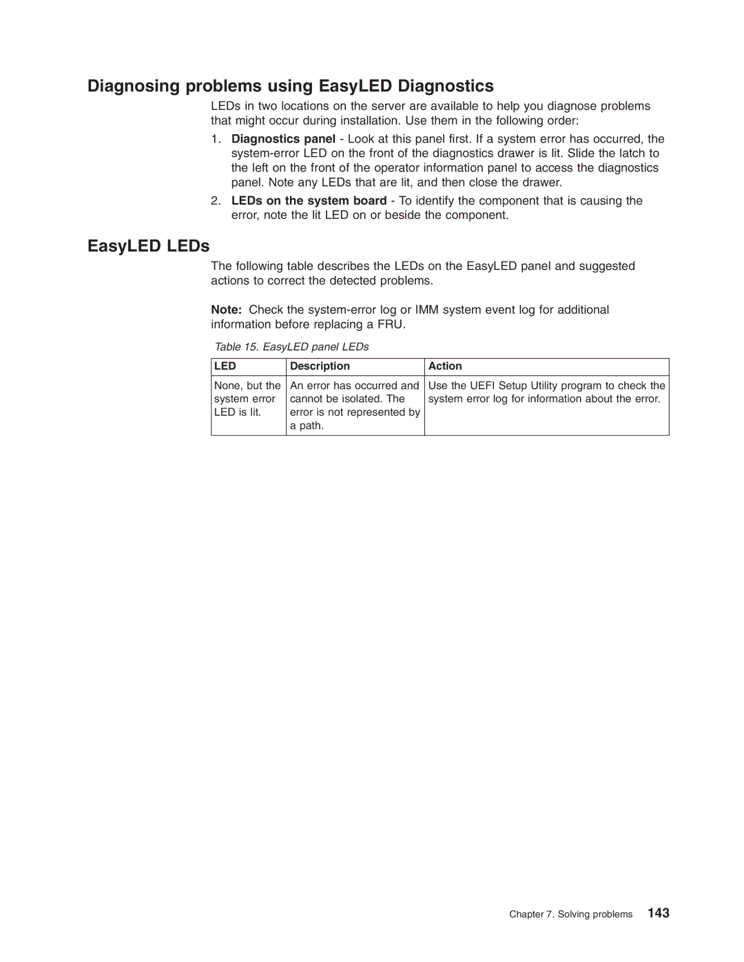 Lenovo 3797 manual Diagnosing problems using EasyLED Diagnostics, EasyLED LEDs 