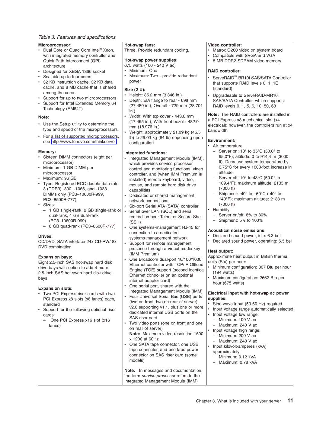 Lenovo 3797 manual Features and specifications 