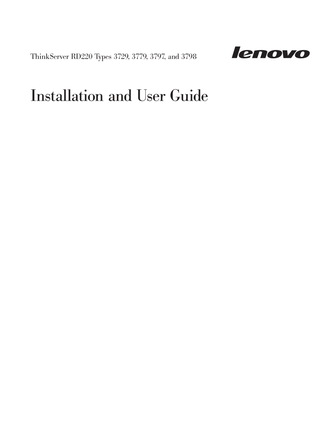 Lenovo 3797 manual Installation and User Guide 