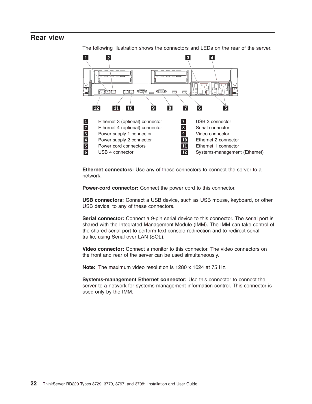 Lenovo 3797 manual Rear view 