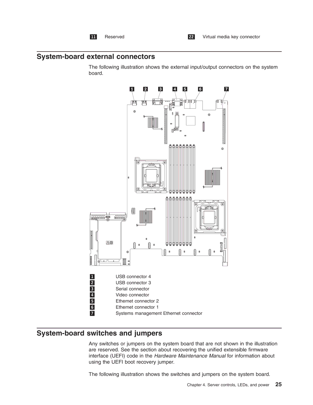 Lenovo 3797 manual System-board external connectors, System-board switches and jumpers 