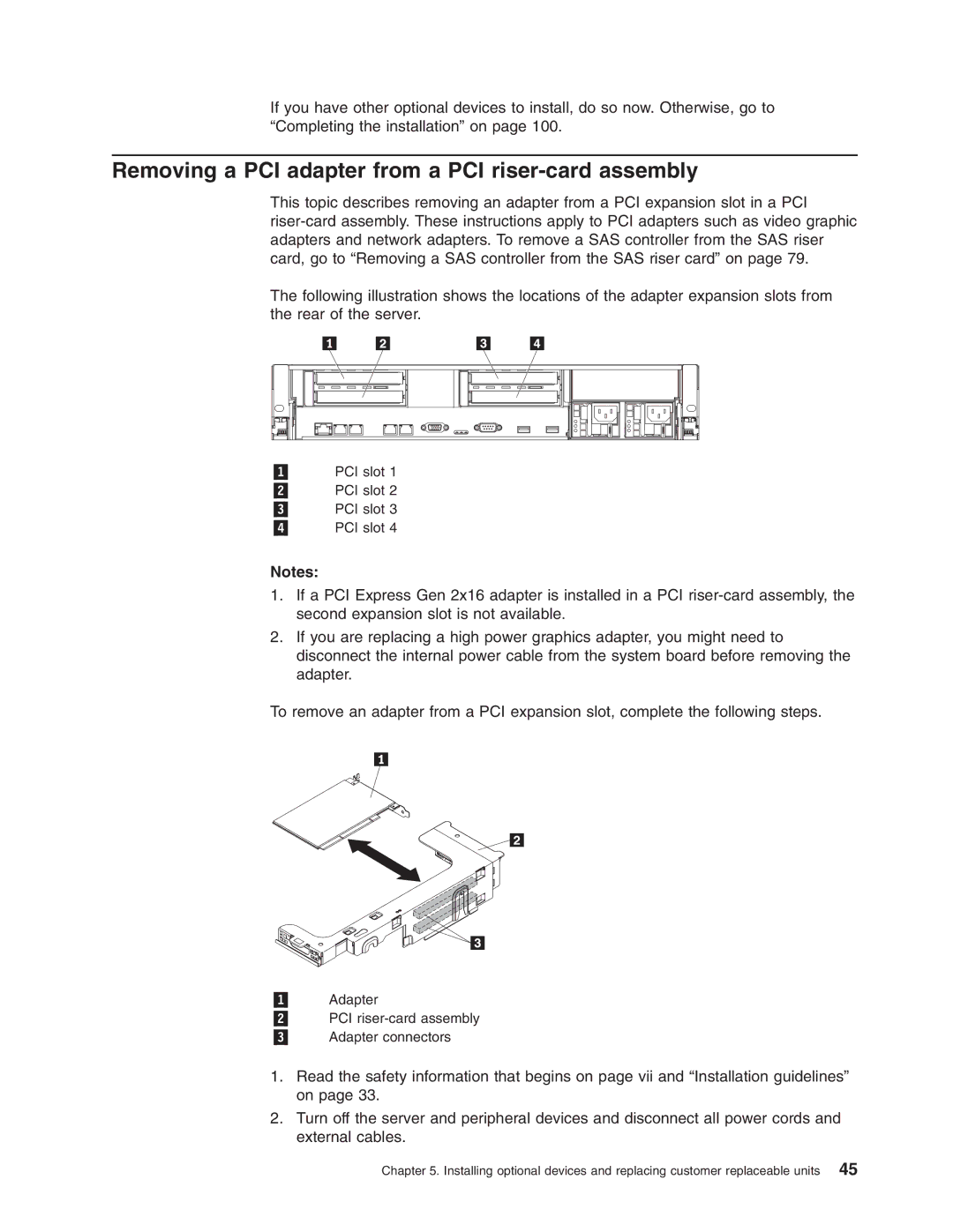 Lenovo 3797 manual Removing a PCI adapter from a PCI riser-card assembly 