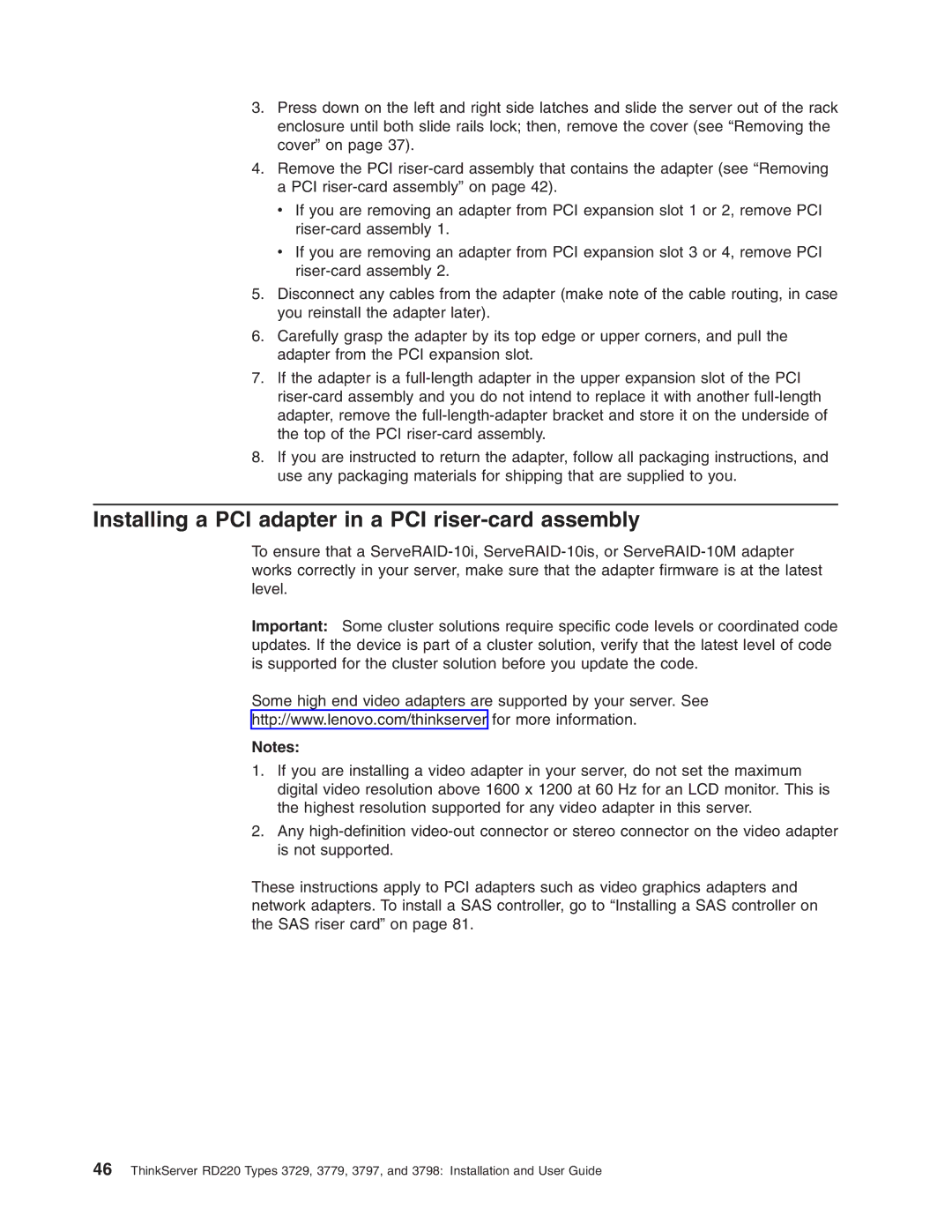 Lenovo 3797 manual Installing a PCI adapter in a PCI riser-card assembly 