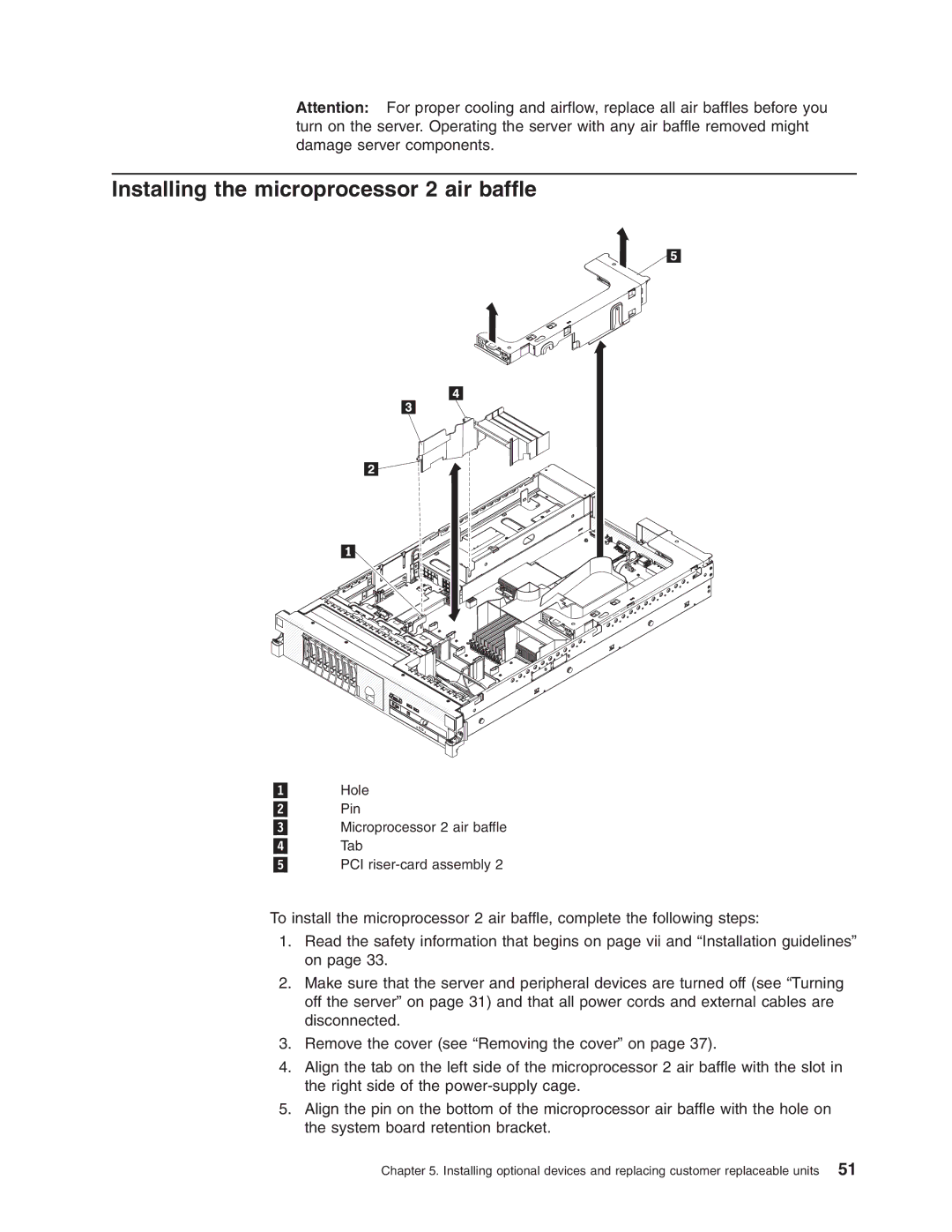 Lenovo 3797 manual Installing the microprocessor 2 air baffle 