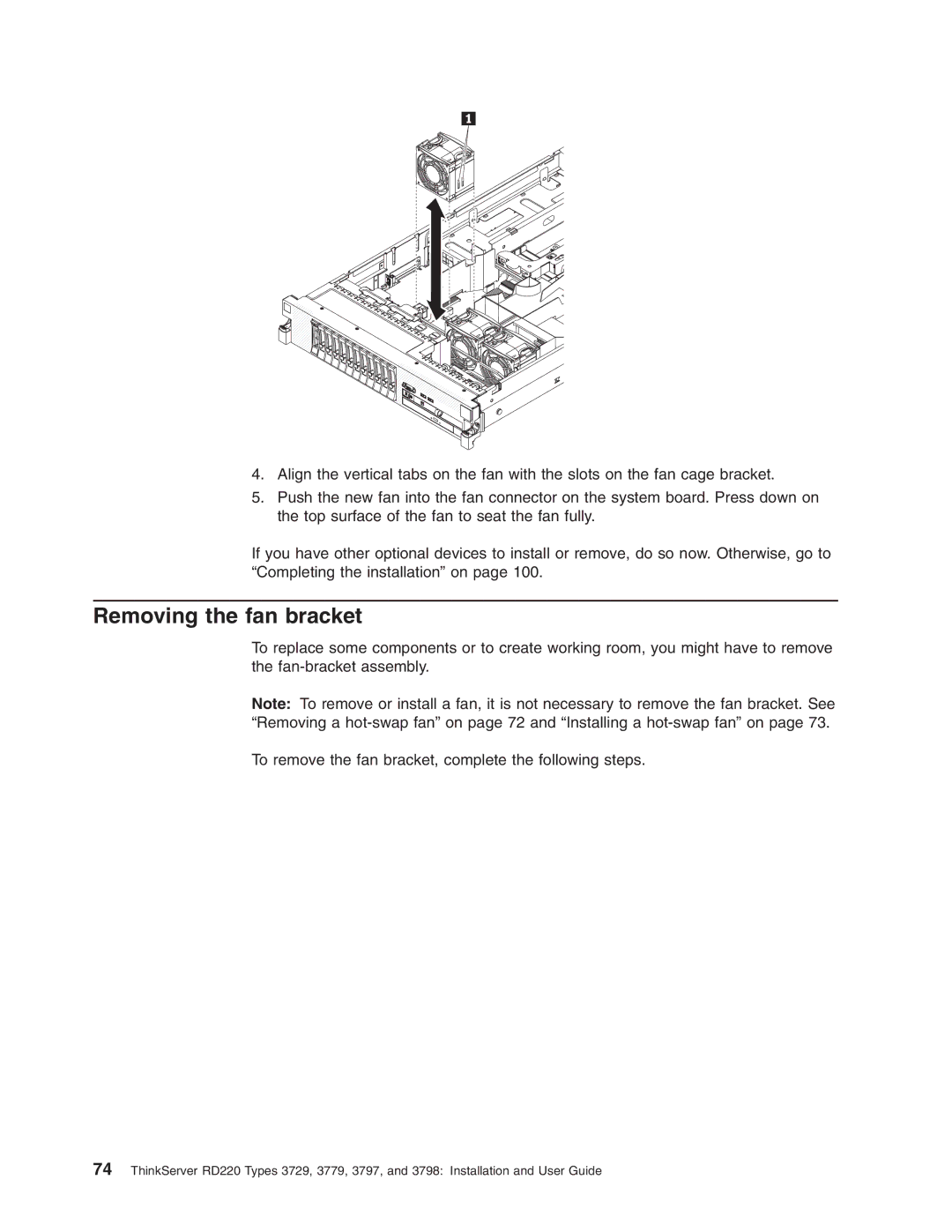 Lenovo 3797 manual Removing the fan bracket 