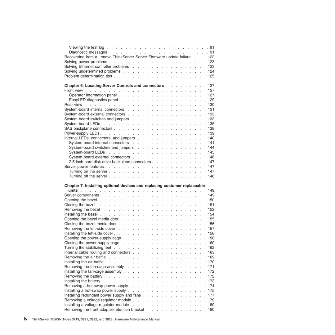 Lenovo 3719, 3821, 3822, 3823 manual Locating Server Controls and connectors 