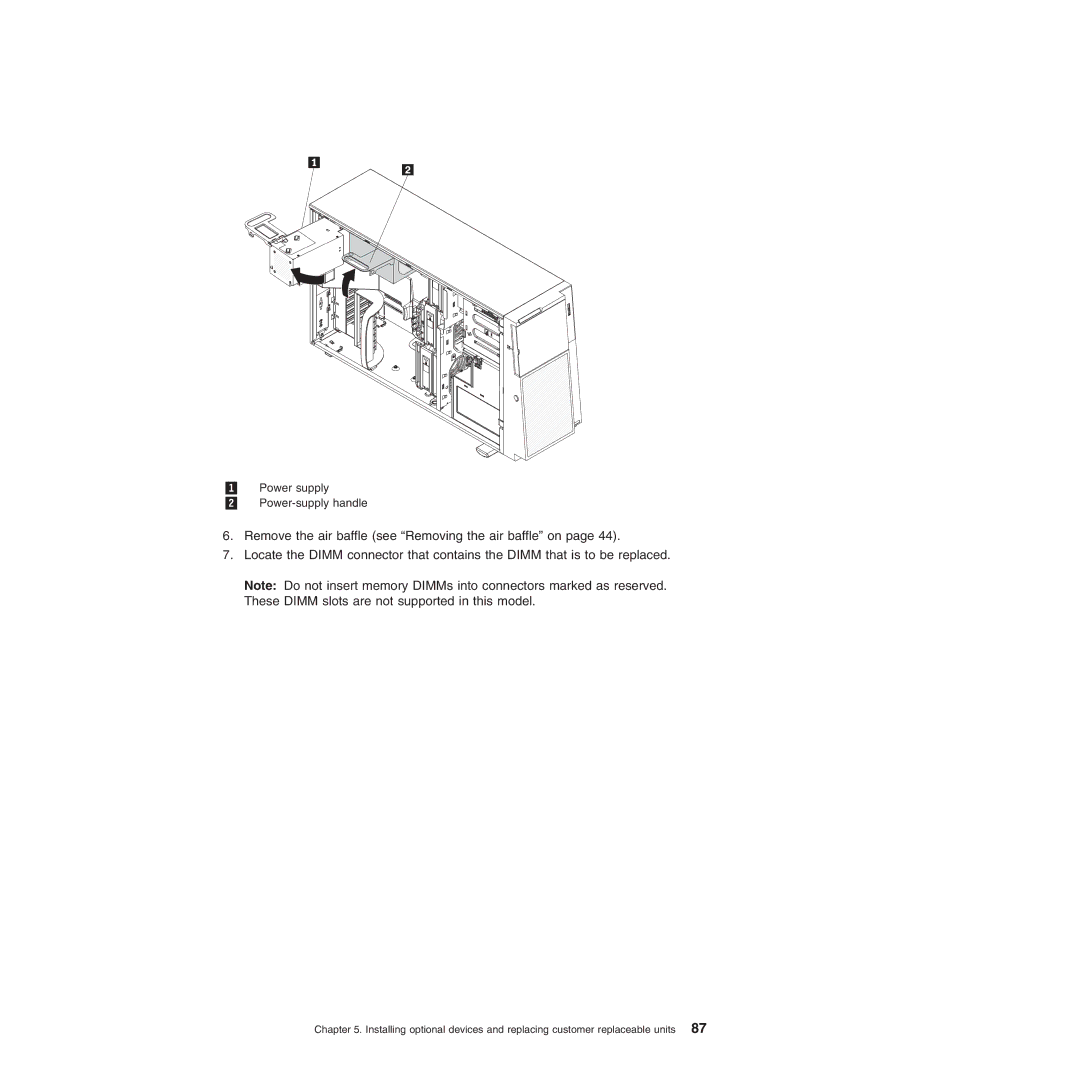 Lenovo 3809, 3836, 3826, 3724, 3824, 3808, 3815, 3817 manual 1 Power supply 2 Power-supply handle 