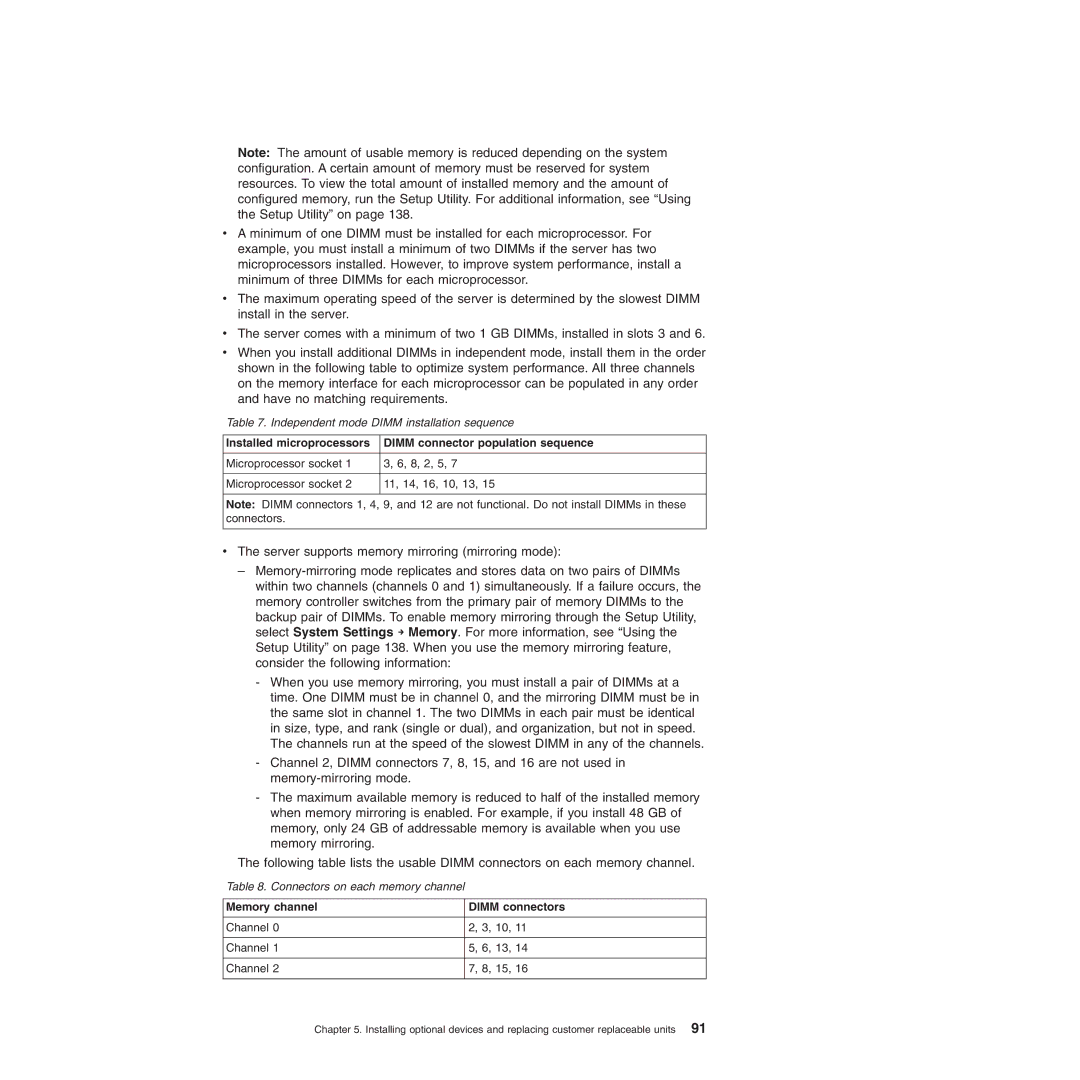 Lenovo 3808, 3836, 3809, 3826, 3724, 3824, 3815, 3817 manual Installed microprocessors Dimm connector population sequence 