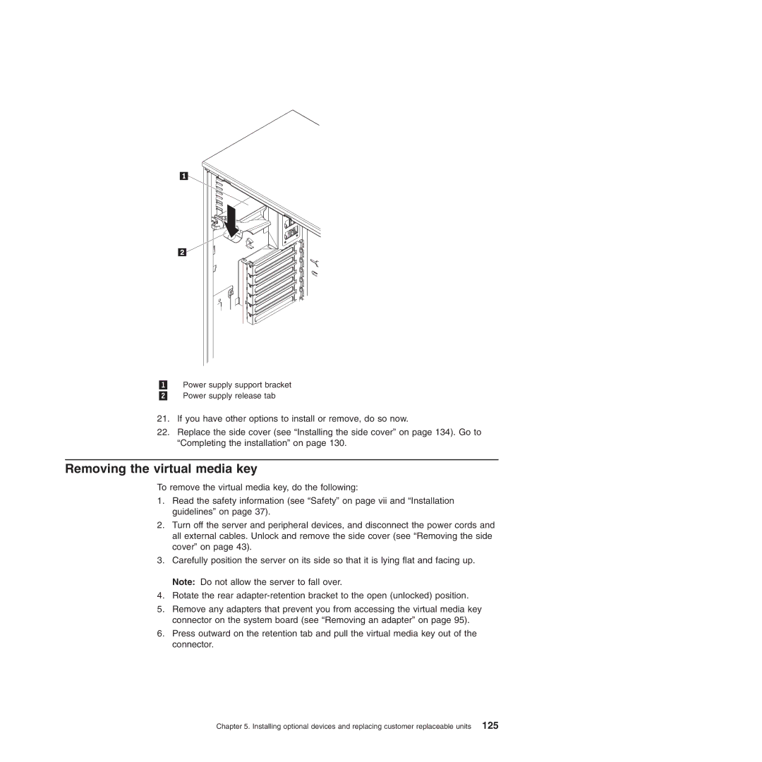 Lenovo 3817, 3836, 3809, 3826, 3724, 3824, 3808, 3815 manual Removing the virtual media key 