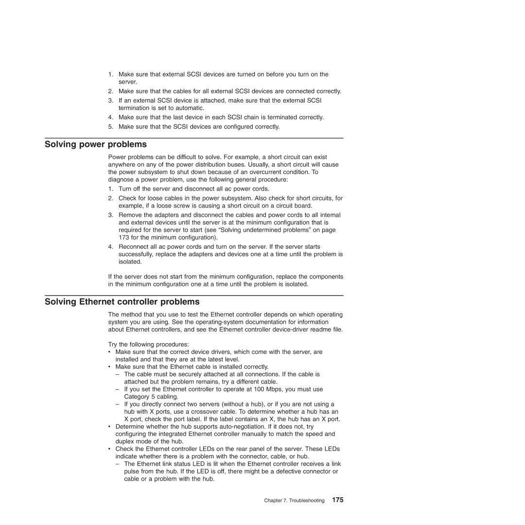 Lenovo 3809, 3836, 3826, 3724, 3824, 3808, 3815, 3817 manual Solving power problems, Solving Ethernet controller problems 