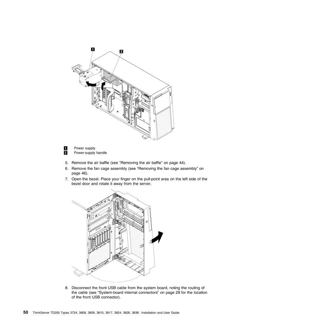 Lenovo 3824, 3836, 3809, 3826, 3724, 3808, 3815, 3817 manual 1 Power supply 2 Power-supply handle 