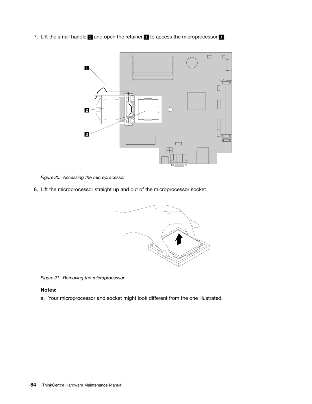 Lenovo 5067, 384, 4168, 7516, 7519, 5027, 266, 2491 manual Accessing the microprocessor 