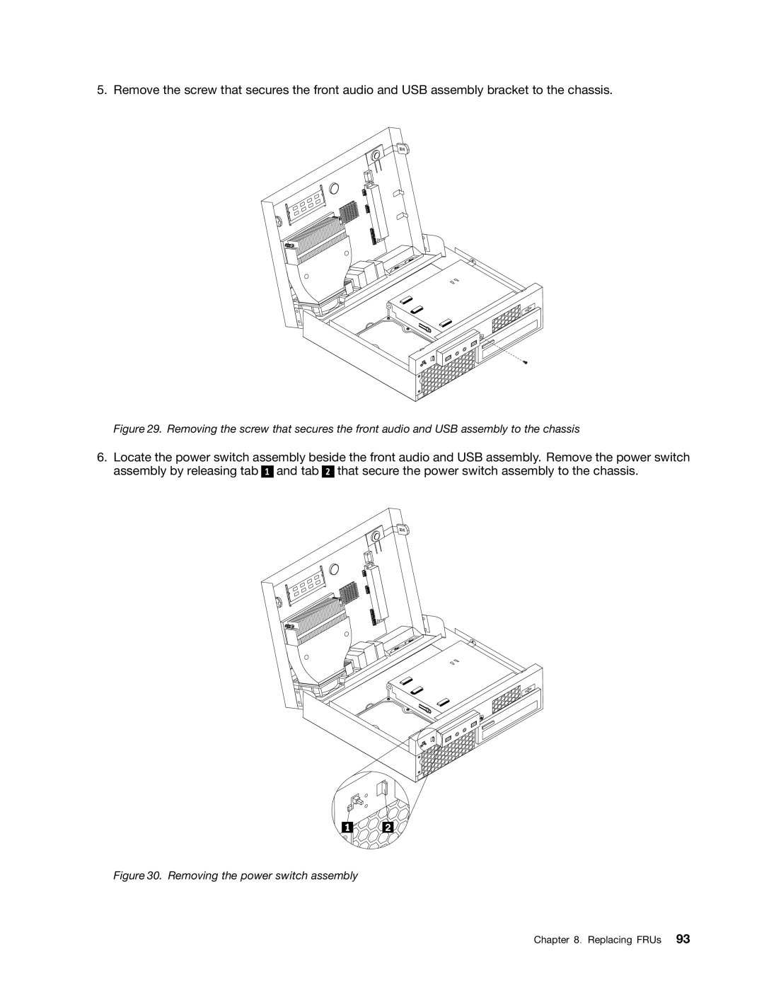 Lenovo 7516, 384, 4168, 5067, 7519, 5027, 266, 2491 manual Removing the power switch assembly 