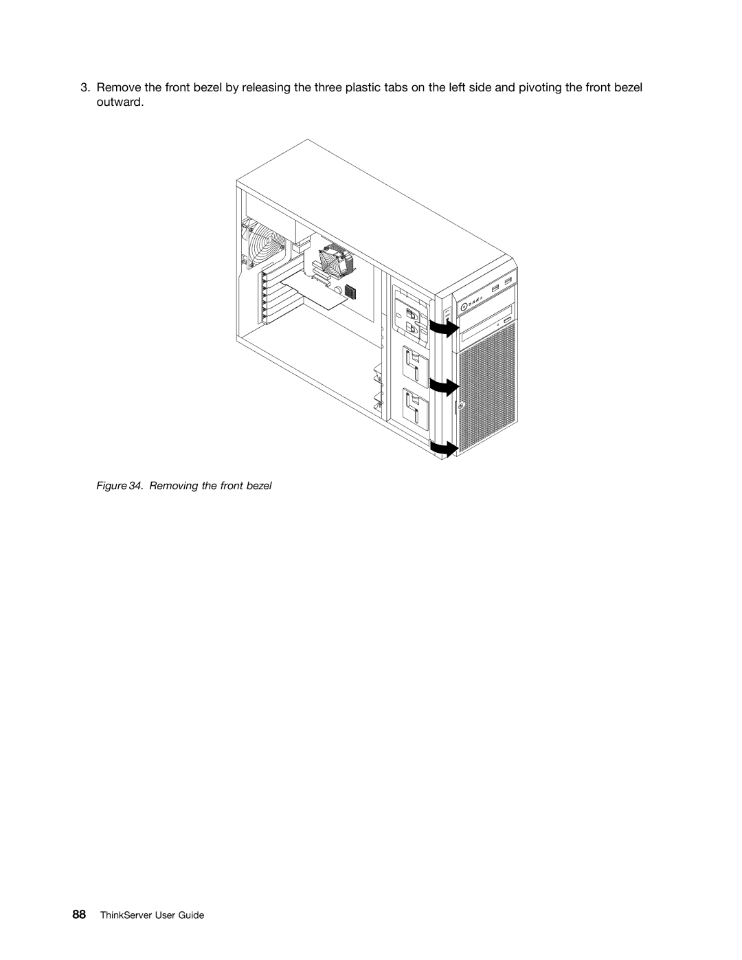 Lenovo 388, 387, 393, 391, 389, 441, 390, 392 manual Removing the front bezel 