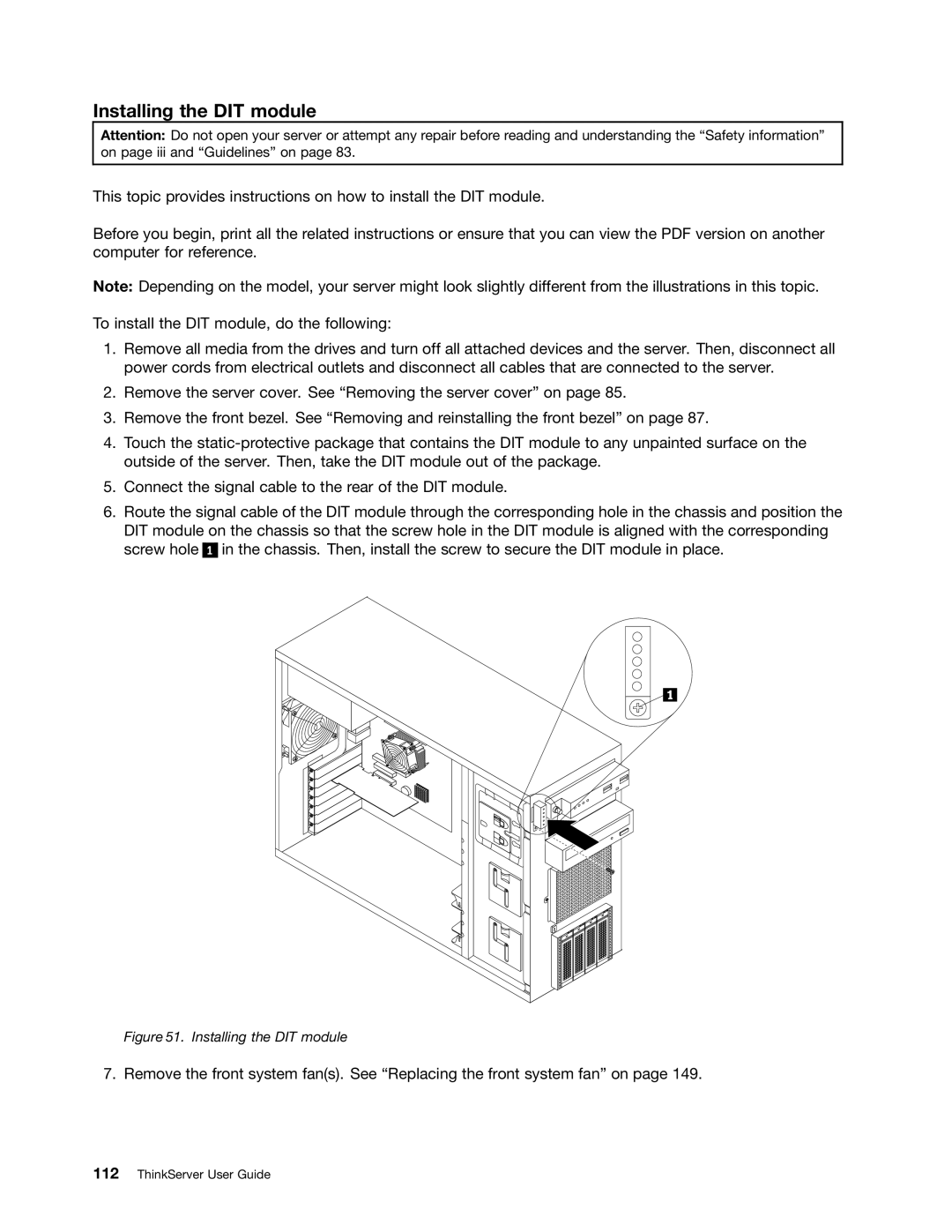 Lenovo 388, 387, 393, 391, 389, 441, 390, 392 manual Installing the DIT module 