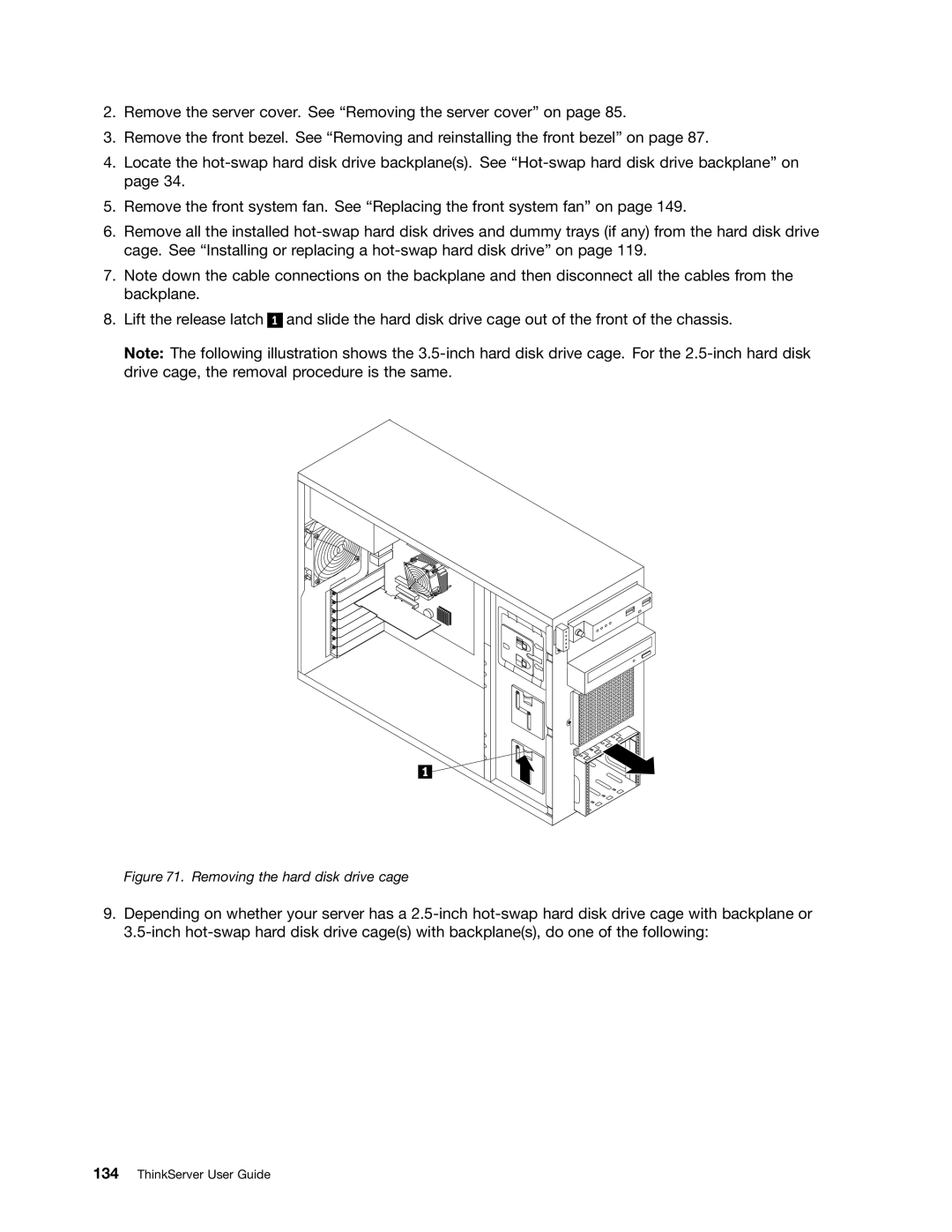 Lenovo 391, 387, 393, 389, 388, 441, 390, 392 manual Removing the hard disk drive cage 