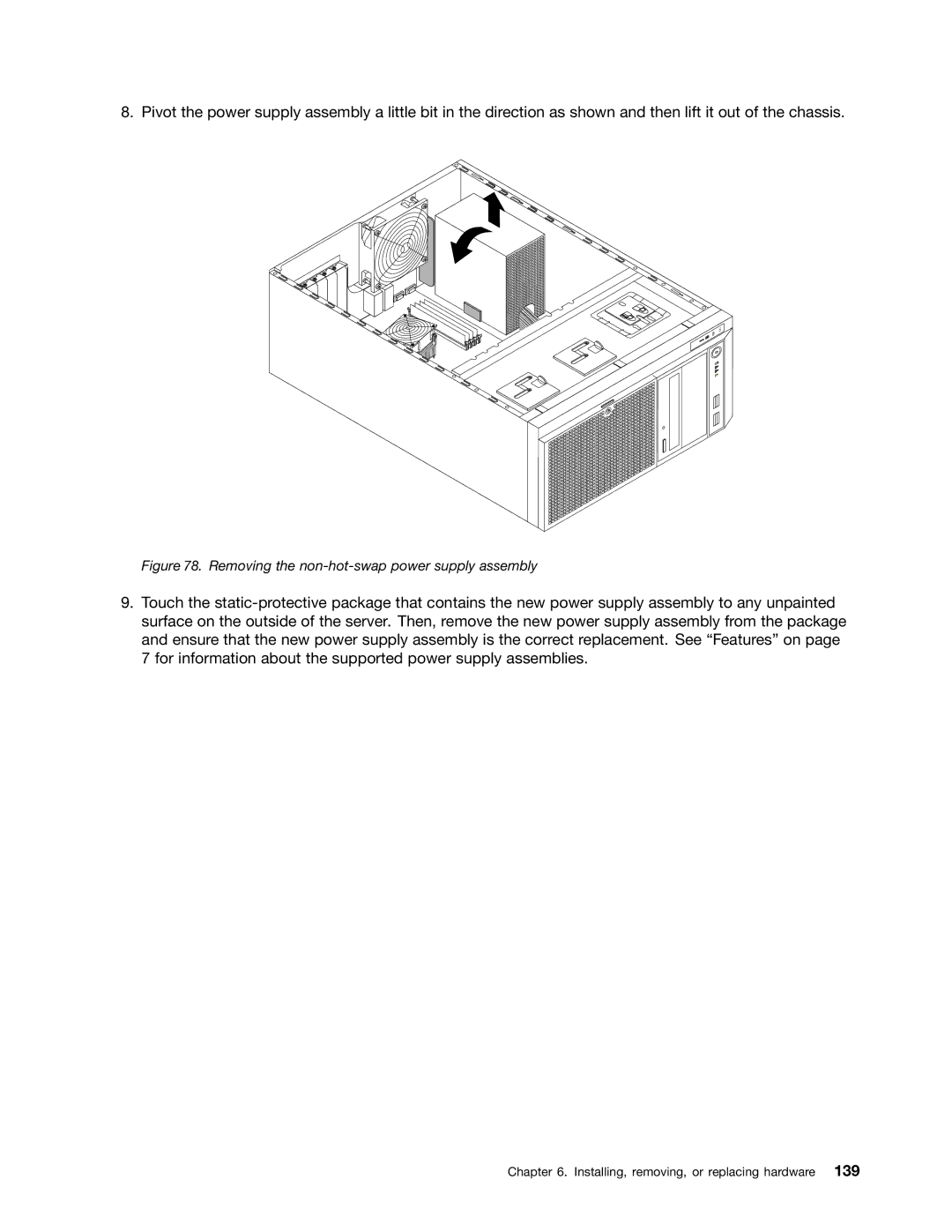 Lenovo 392, 387, 393, 391, 389, 388, 441, 390 manual Removing the non-hot-swap power supply assembly 