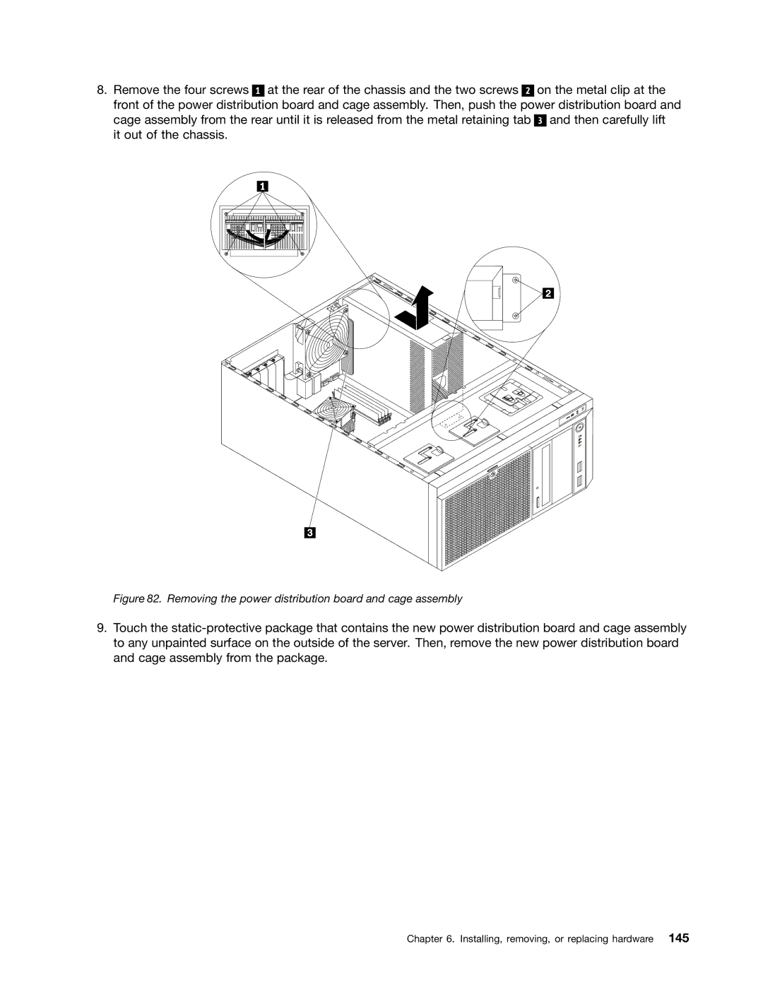 Lenovo 441, 387, 393, 391, 389, 388, 390, 392 manual Removing the power distribution board and cage assembly 