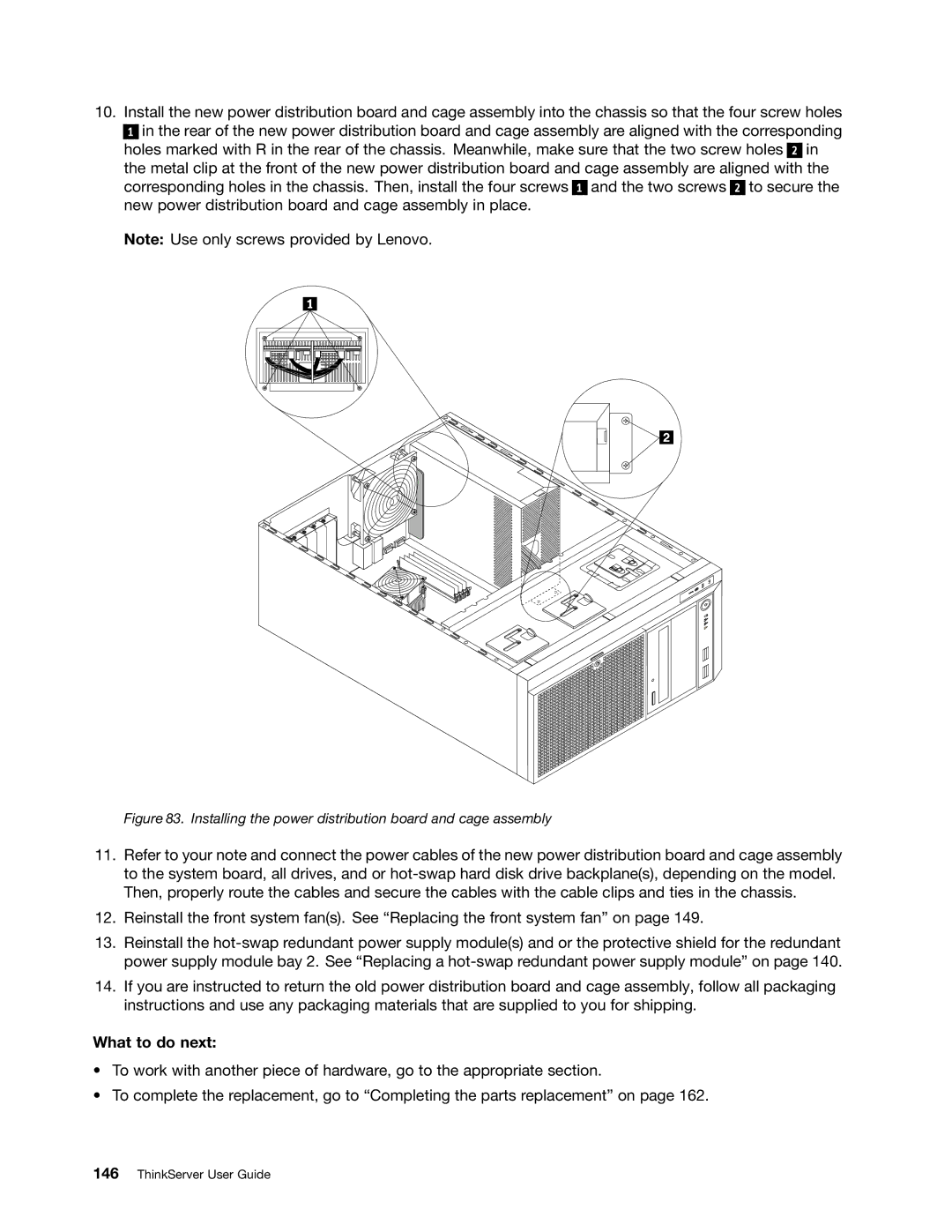 Lenovo 390, 387, 393, 391, 389, 388, 441, 392 manual Installing the power distribution board and cage assembly 