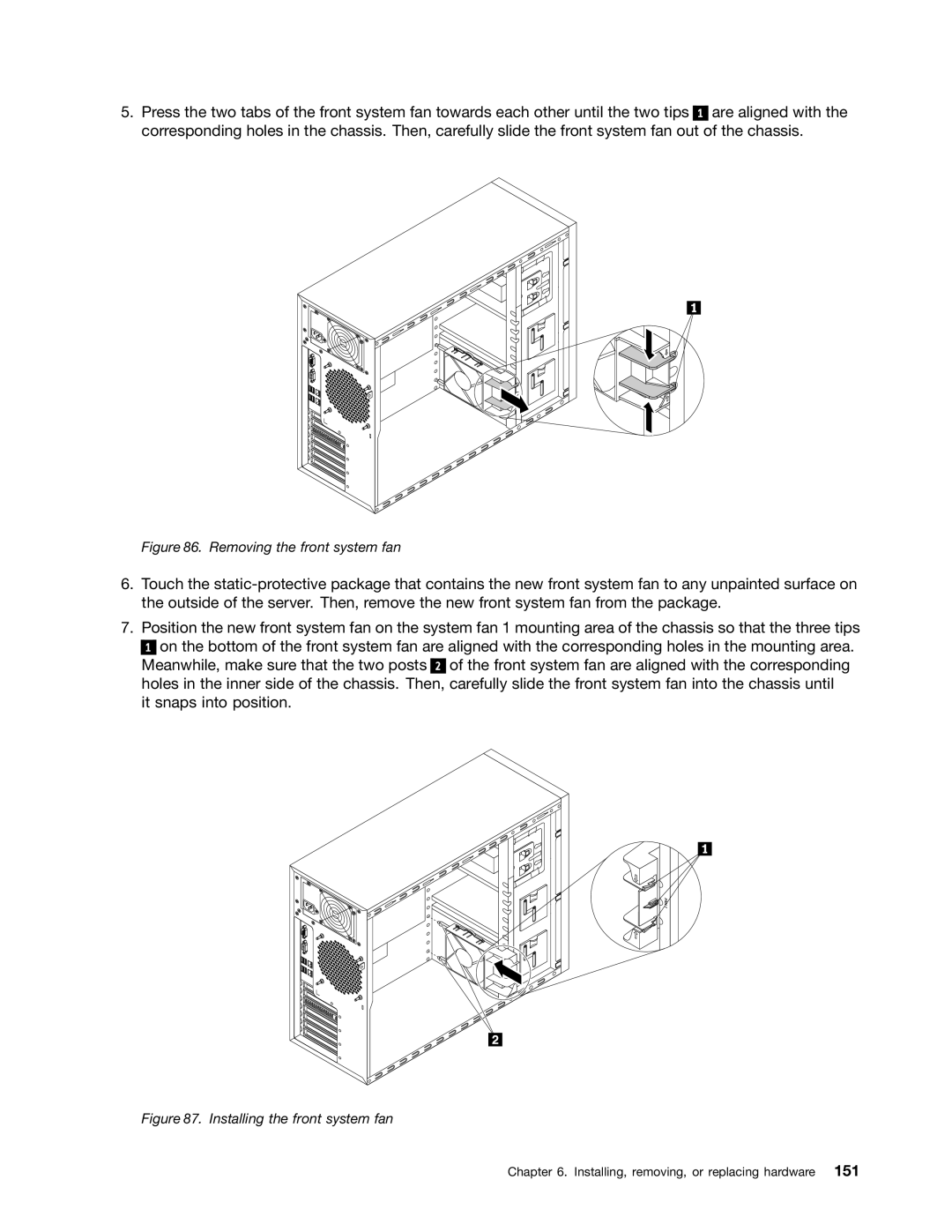 Lenovo 389, 387, 393, 391, 388, 441, 390, 392 manual Removing the front system fan 