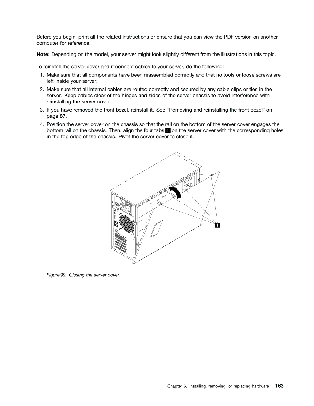 Lenovo 392, 387, 393, 391, 389, 388, 441, 390 manual Closing the server cover 