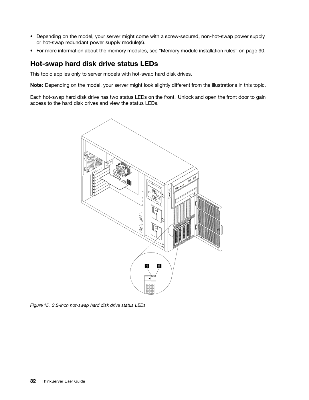 Lenovo 388, 387, 393, 391, 389, 441, 390, 392 Hot-swap hard disk drive status LEDs, Inch hot-swap hard disk drive status LEDs 