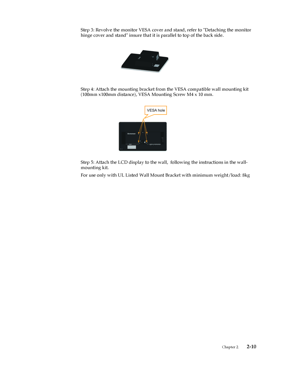 Lenovo 4015LS1 user manual Vesa hole 