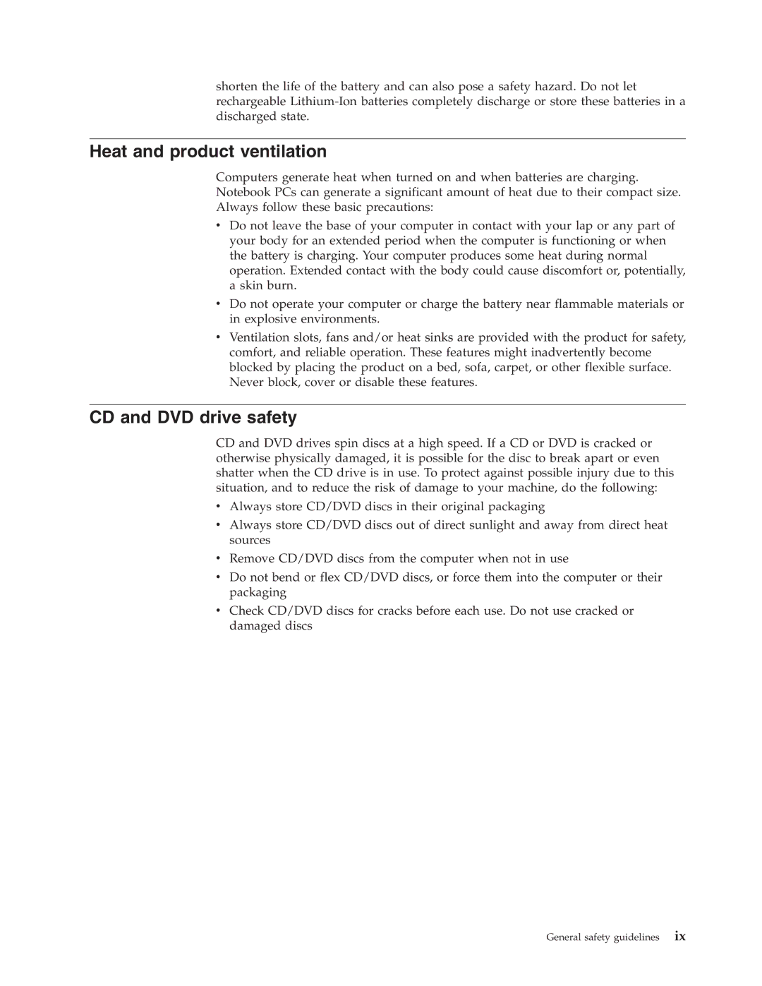 Lenovo 40Y8706 manual Heat and product ventilation, CD and DVD drive safety 