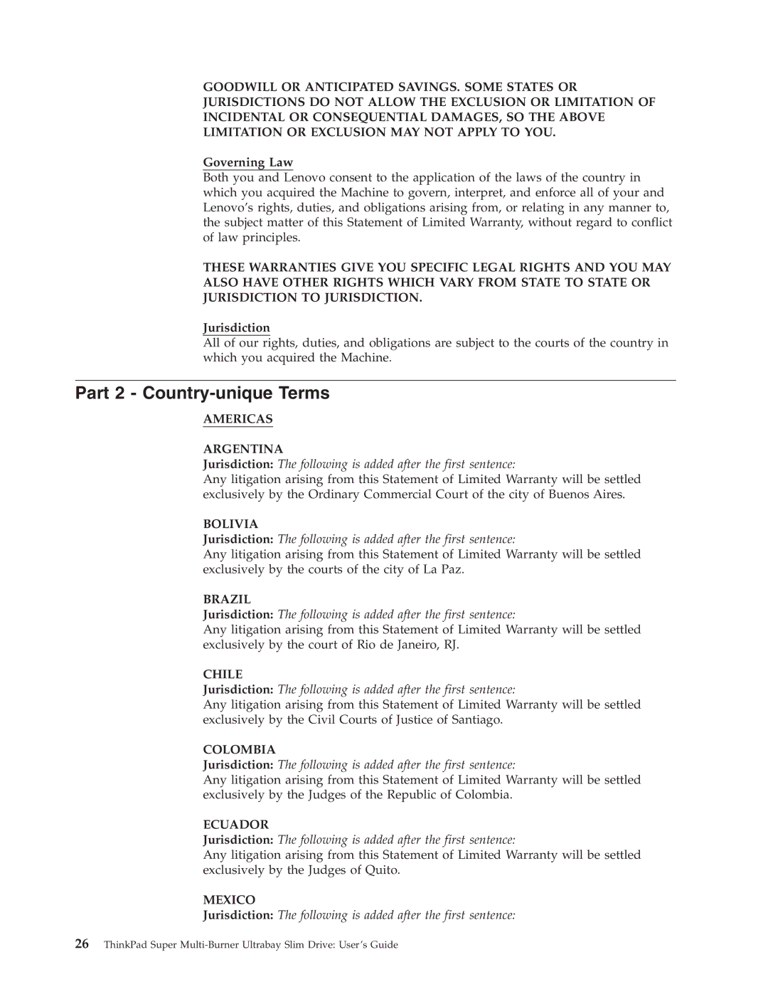 Lenovo 40Y8706 manual Part 2 Country-unique Terms 