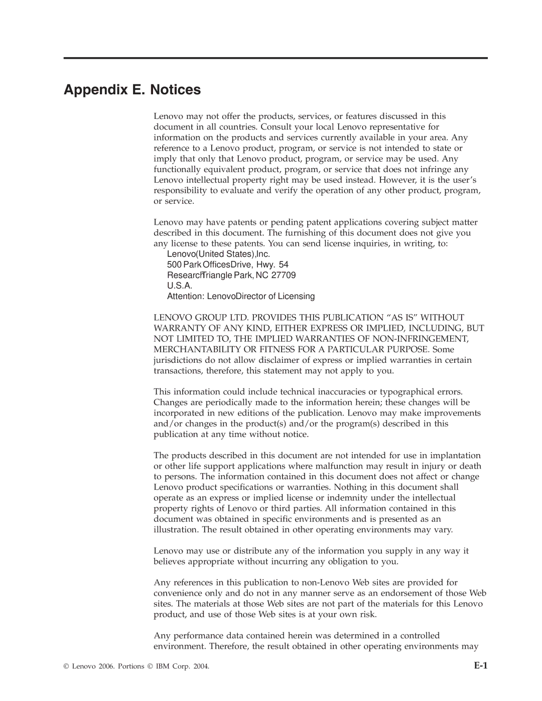 Lenovo 40Y8710 manual Appendix E. Notices 