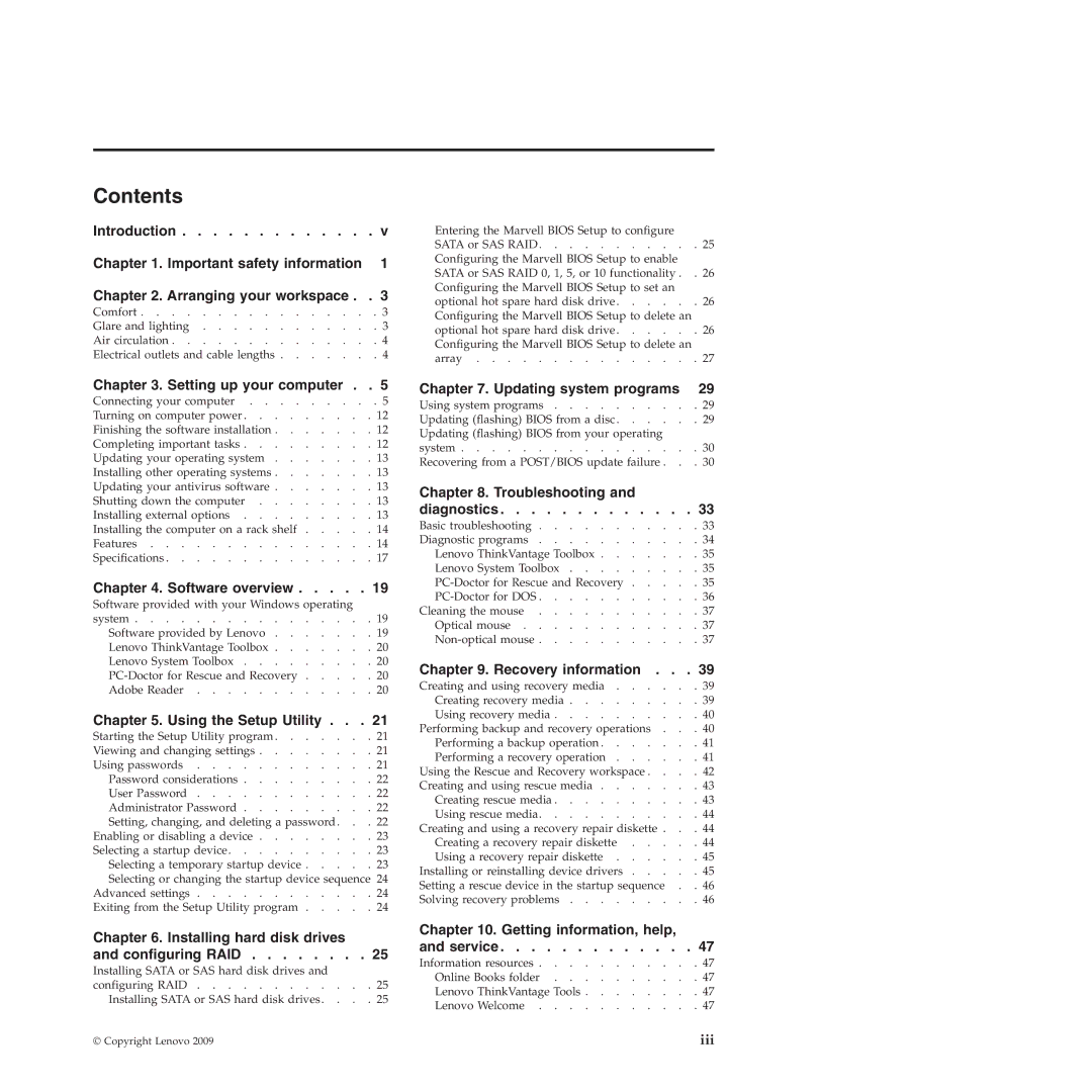 Lenovo 4218, 4155, 4158 manual Contents 