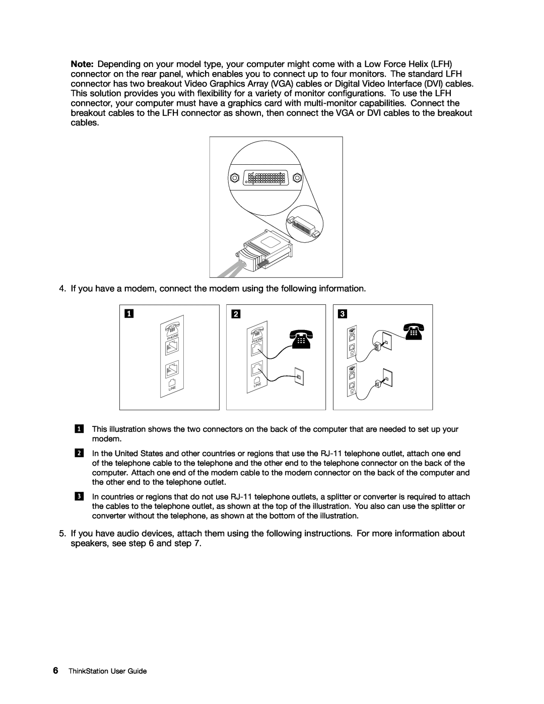 Lenovo 4105, 4157VJU, 4217 manual ThinkStation User Guide, Phone Line Phone Line 