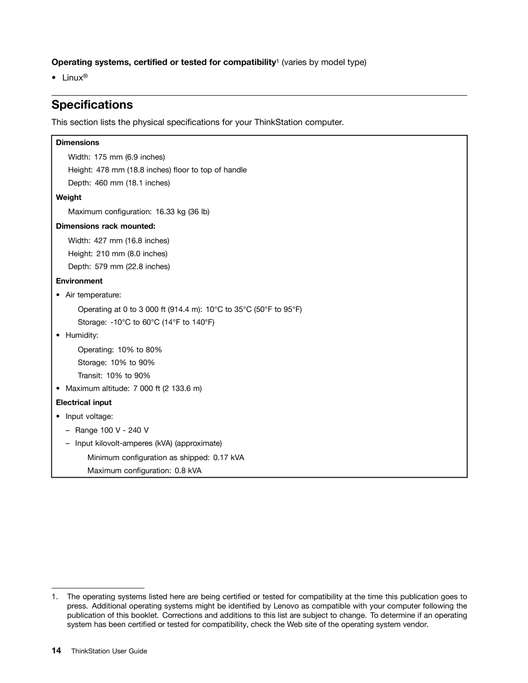 Lenovo 4105, 4157VJU, 4217 manual Specifications 