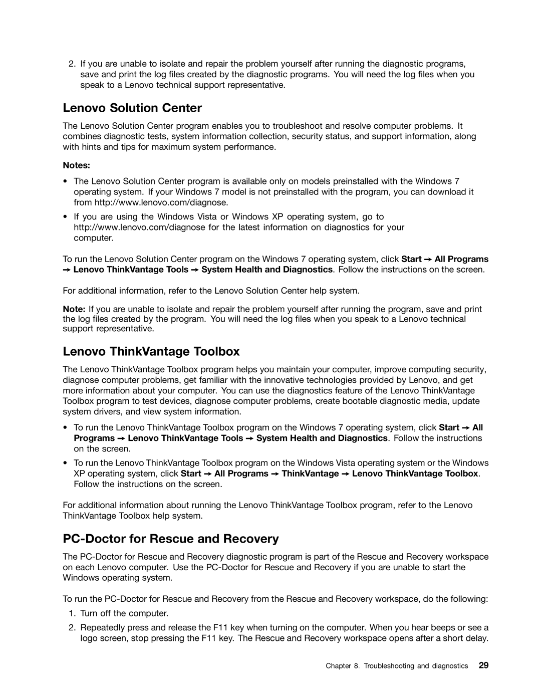 Lenovo 4217, 4105, 4157VJU manual Troubleshooting and diagnostics 